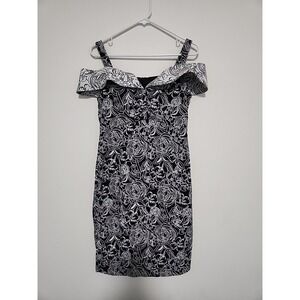 Women's JOSEPH RIBKOFF Black‎ White Floral Sheath Dress Size 10